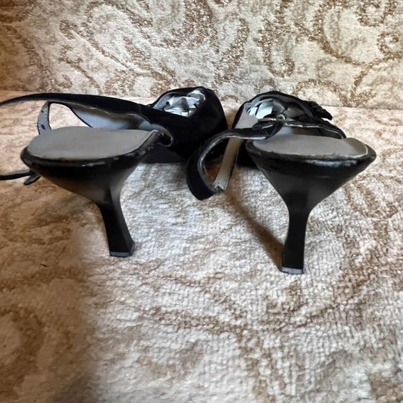 😎ESTATE SALE Shoes Heels BCBG Black Suede Slingback Pumps Sz 7B - Picture 3 of 4